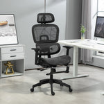 Bureaustoel, ergonomische bureaustoel van mesh met 3D-armleuningen, verstelbare rugleuning, 66x64x122 cm, zwart