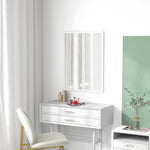 Miroir mural rectangulaire 60 x 80 cm, cadre en MDF, idéal pour la salle de bain, salon ou chambre, blanc