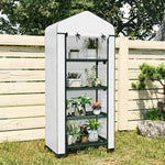 Serre de jardin balcon étagère serre 4 niveaux 69 x 50 x 165 cm acier époxy bâche amovible PE haute densité blanc