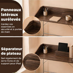 Bureau, bureau d'ordinateur 109 cm avec rebord de sécurité et structure en métal, noyer