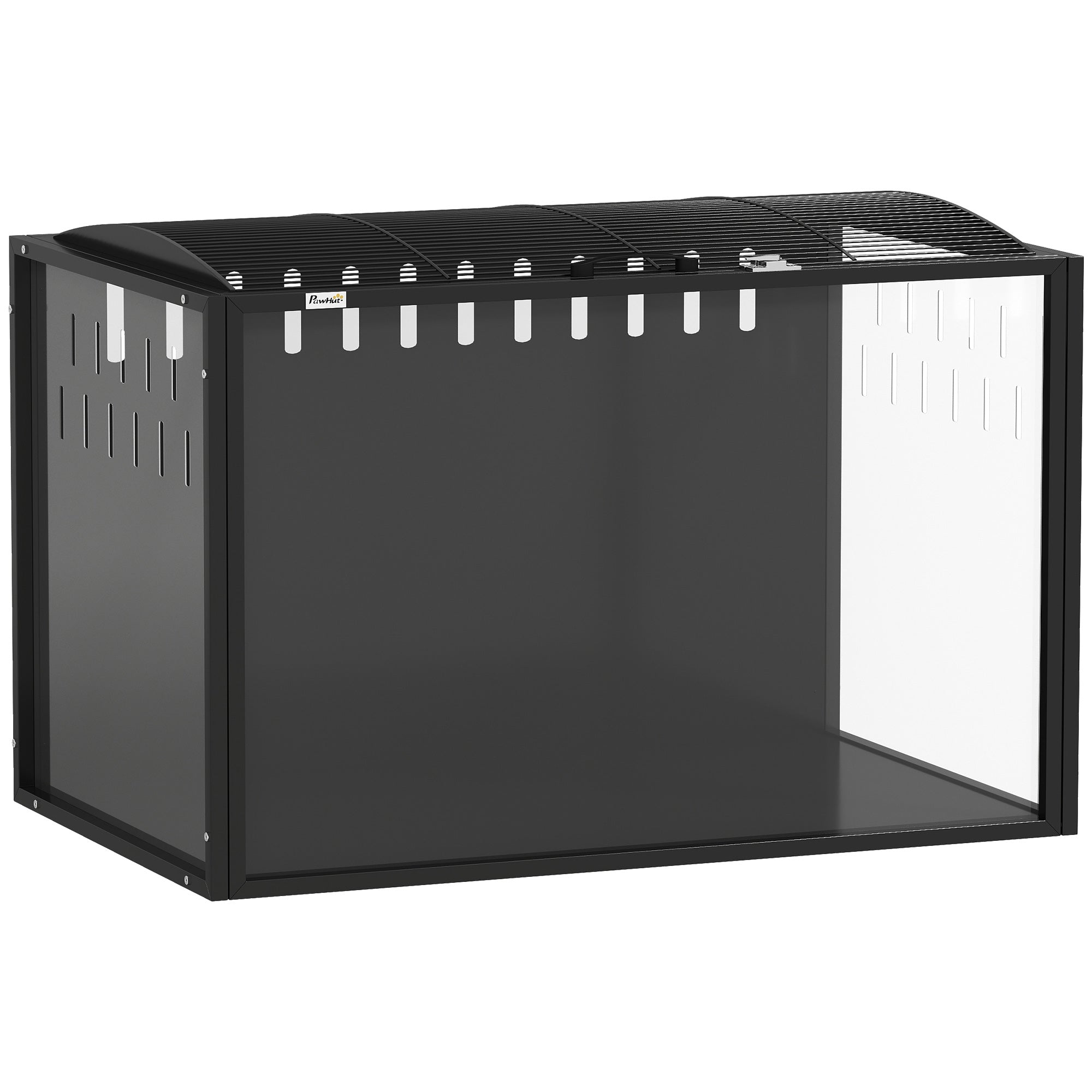 Jaula gigante para hámster, hábitat para roedores de acero y acrílico transparente con vista panorámica, 81 x 51 x 53 cm, negro