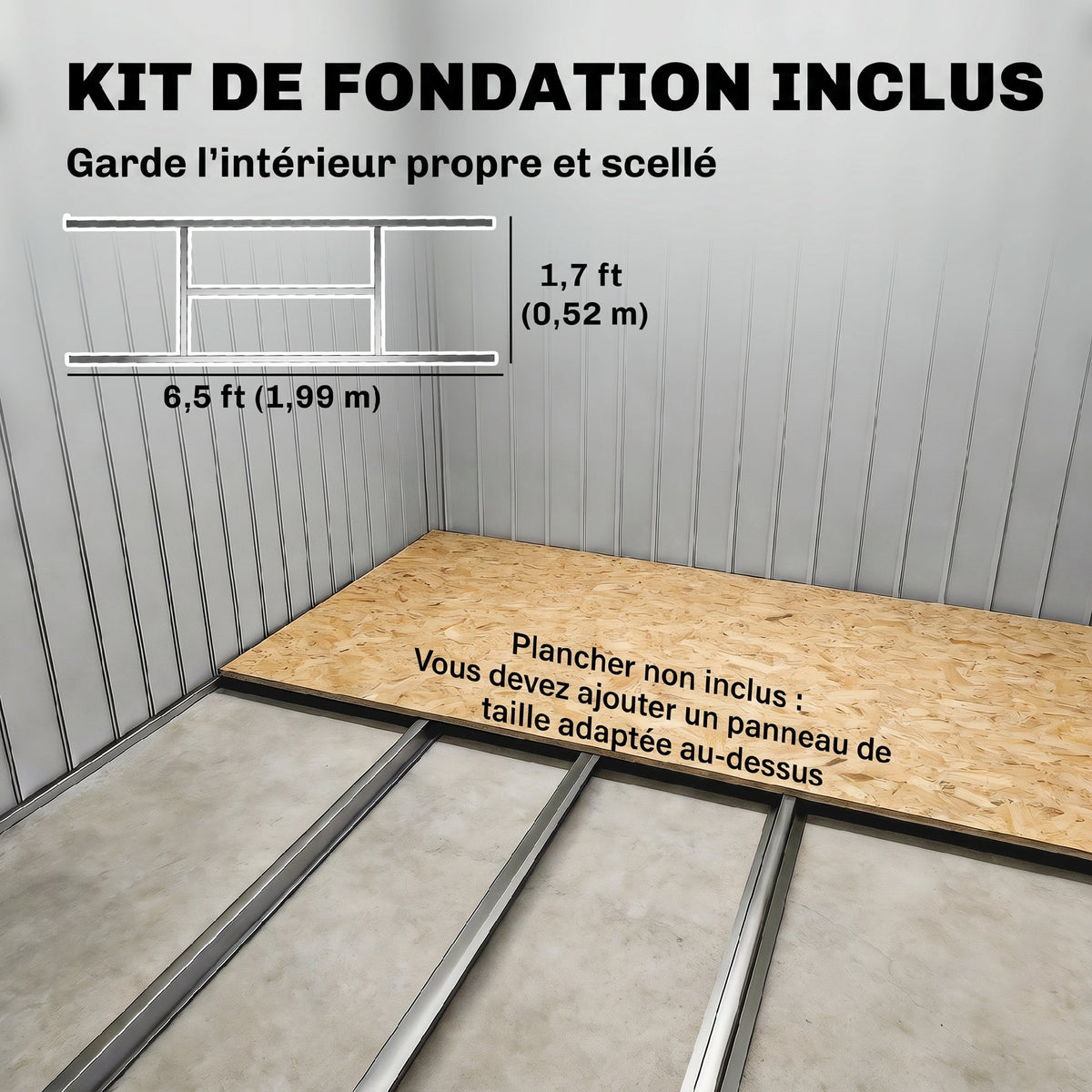 Abri de jardin 2,77 m² 213 x 130 x 172 cm kit de fondation porte coulissante ventilations acier galvanisé gris foncé