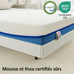 Matelas 160x200cm, matelas 2 personnes, mousse à mémoire de forme au thé vert, housse amovible lavable, fermeté moyenne