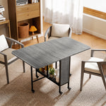 Table pliante de cuisine extensible salle à manger sur roulettes jusqu'à 6 personnes étagère intégrée, 6 roues, Gris