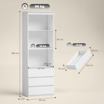 Bibliothèque haute de 180 cm avec 3 étagères et 3 tiroirs 60 x 35 x 180 cm en bois blanc