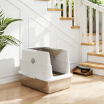 Bac à litière fermé XL en acier inoxydable, maison de toilette pour grand chat, 60,2 x 40,2 x 43,3 cm, gris clair