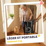 Poussette pour Chien Pliable, 4 Roues EVA, Fenêtres en Maille, Laisses de Sécurité, Coussin Amovible, 73x50x96cm, Gris