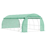 Serre de jardin serre tunnel 18 m² avec porte, parois latérales enroulables 12 fenêtres acier PE  4 x 3 x 2 m vert
