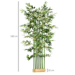 Bambou Artificiel 180 cm, Feuilles Réalistes et Pot en Bois de Pin, Facile à Nettoyer, pour Maison Bureau, Vert
