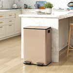 Poubelle de cuisine 2 compartiments de 2 x 28L, acier inoxydable, couvercle à fermeture douce, 45,8x36x67,6cm, or