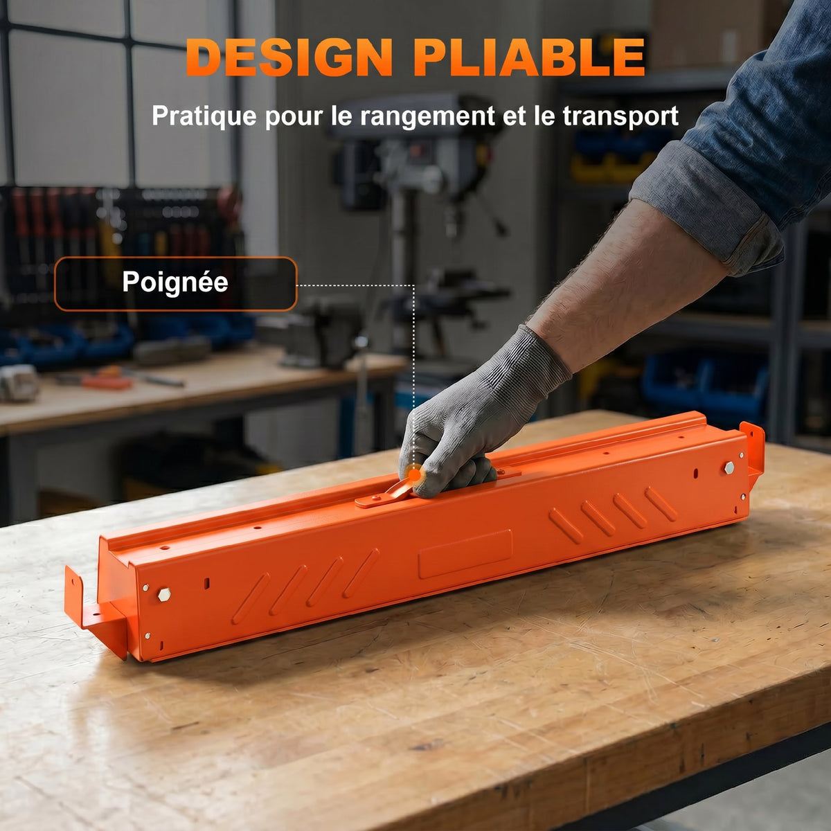 Lot de 2 Tréteaux Pliables en Métal, Charge Max. 500 kg, Tréteaux Portables, Hauteur Réglable 71-85,5cm, Orange