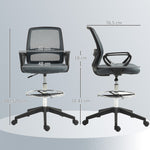 Fauteuil de bureau chaise de bureau assise haute réglable tabouret de bureau pivotant 360° maille respirante