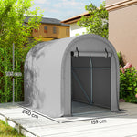 Abri de Jardin Tente de Stockage Acier Galvanisé & 160g/m² PE Anti-UV pour Moto et Tondeuse 159x240x185cm Gris Clair