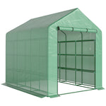 Serre de jardin serre d'hivernage avec étagères 3 niveaux porte enroulable tube en acier 244 x 180 x 210 cm vert