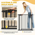Barrière de sécurité pour chiens et bébés 76 à 81 cm avec extension fixation par pression sans perçage blanc