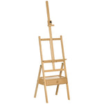 Chevalet en bois sur pied chevalet d'artiste avec tiroir intégré hauteur réglable jusqu'à 92 cm coloris naturel