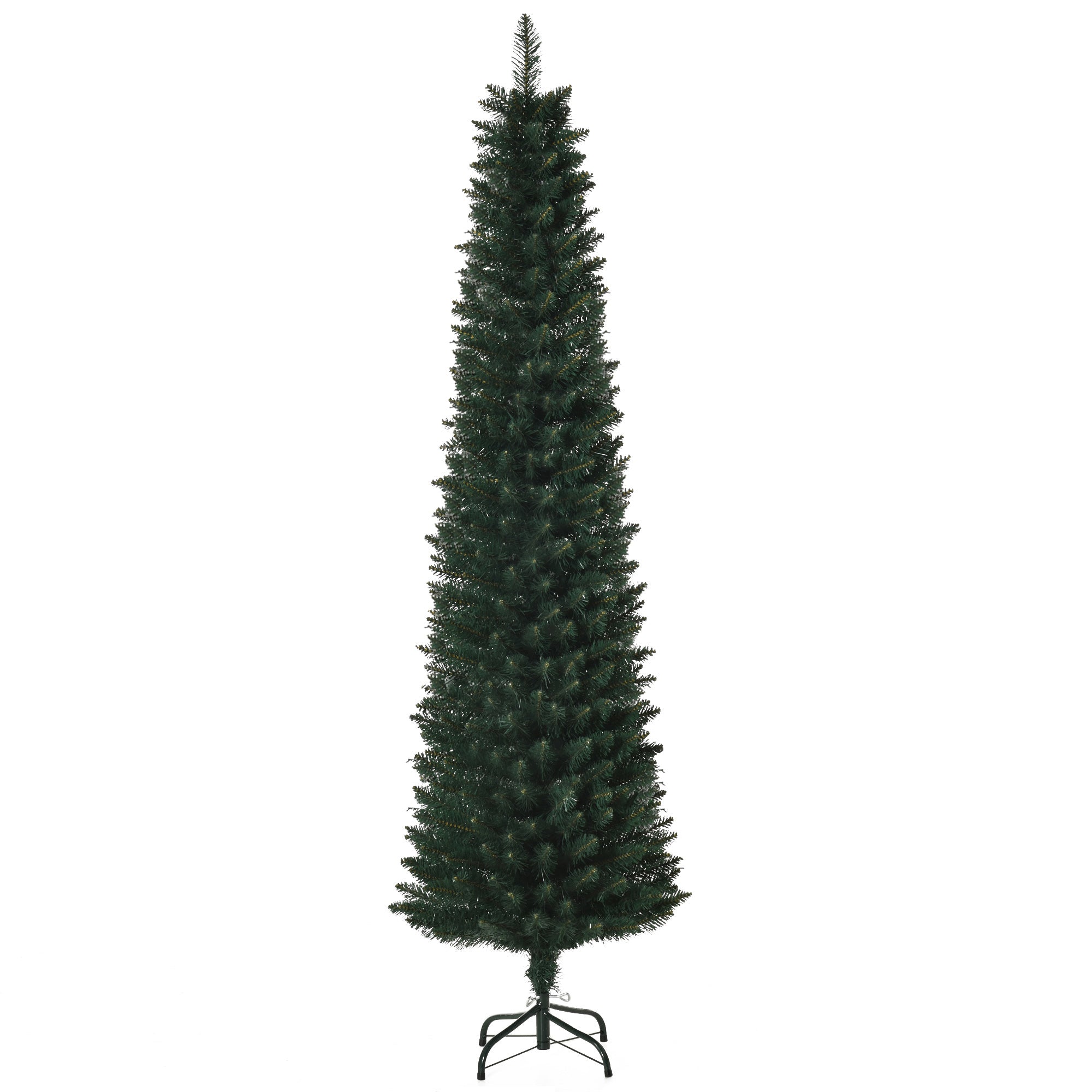 Sapin de Noël artificiel 180 cm, arbre de Noël slim avec 380 pointes de branche, support en métal pliable, vert-0