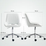 Fauteuil de bureau sans accoudoirs, chaise de bureau avec hauteur réglable, 52x58x80-90cm, blanc-2