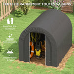 Lorategiko etxola, kanpoko biltegiratze-tenda, bizikleta-tokia, bizikleta-garajea, PE estalkia, metalezkoa, 2,4 x 1,8 x 1,9 m, gris iluna