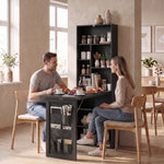 Bureau Informatique Pliable avec Pochette Suspendue, Compartiments Ouverts et Étagère Réglable, Noir