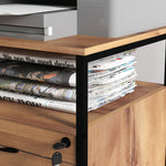 Caisson bureau mobile avec 2 tiroirs, meuble rangement bureau sur roulettes avec barres pour dossiers, marron