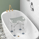 Tabouret de douche siège de douche hauteur ajustable 39-51,5 cm barre d'appui à ventouse patins à ventouse gris