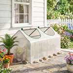 Serre de jardin mini serre 2 fenêtres enroulables couverture en PE haute densité 140 g/m² 120 x 60 x 60 cm blanc