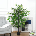 Arbre Artificiel Plante Artificielle ficus H.1,45 m Tronc Branches Liane Lichen Feuilles Grand réalisme Pot Inclus