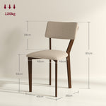 Lot de 2 chaises salle à manger chaises de cuisine avec dossier pieds en bois tissu effet lin 49 x 56 x 85 cm beige
