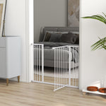 Adjustable Dog Safety Gate 76-107 cm, with 2 Extensions (10/15 cm), One-Handed Opening, No Drilling Required, White