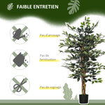 Plante artificielle ficus tronc branches liane lichen feuilles grand réalisme pot inclus hauteur 1,3 m