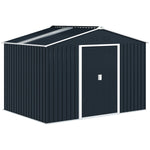 Abri de jardin 5,4 m² 2,77 x 1,95 x 1,92 m kit de fondation incluse porte coulissante ventilations tôle acier gris foncé