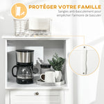 Meuble armoire micro-ondes pour cuisine avec 1 tiroir, 2 Portes 60 x 40 x 122,5 cm - MDF - Blanc