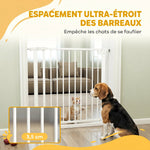 Barrière de sécurité pour chiens et bébés 76 à 80 cm avec extension fixation par pression sans perçage 76 à 80cm blanc