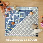 Tapis de jeu pour bébé pliable et réversible, tapis de sol en mousse épais, 202 x 180,5 x 1 cm, multicolore