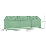 Serre de jardin mini serre 3 fenêtres enroulables couverture en PE haute densité 140 g/m² 180 x 60 x 60 cm vert foncé