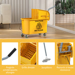 Chariot de ménage chariot de lavage essoreuse latérale seau 20 L, poignée et serpillère, 45 x 26,5 x 70 cm, jaune