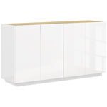 Buffet salle à manger buffet cuisine 4 portes à fermeture douce et étagères réglables 140l x 40P x 75H cm blanc laqué