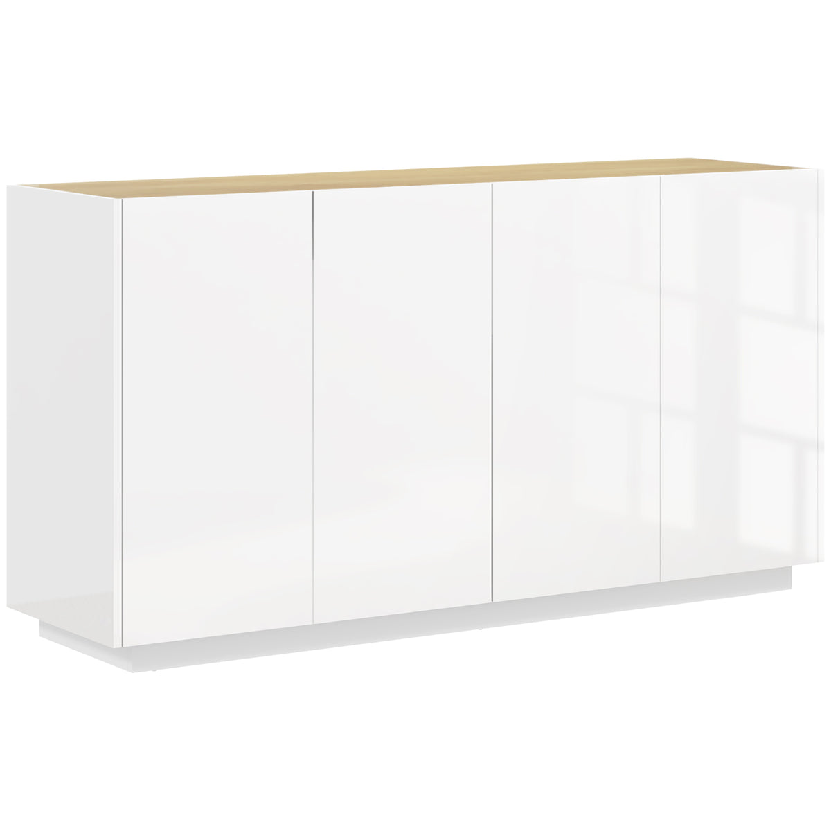 Buffet salle à manger buffet cuisine 4 portes à fermeture douce et étagères réglables 140l x 40P x 75H cm blanc laqué
