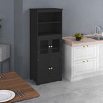 Armoire de cuisine buffet cuisine vaisselier meuble de rangement multi-rangements dim. 60I x 30P x 162H cm noir