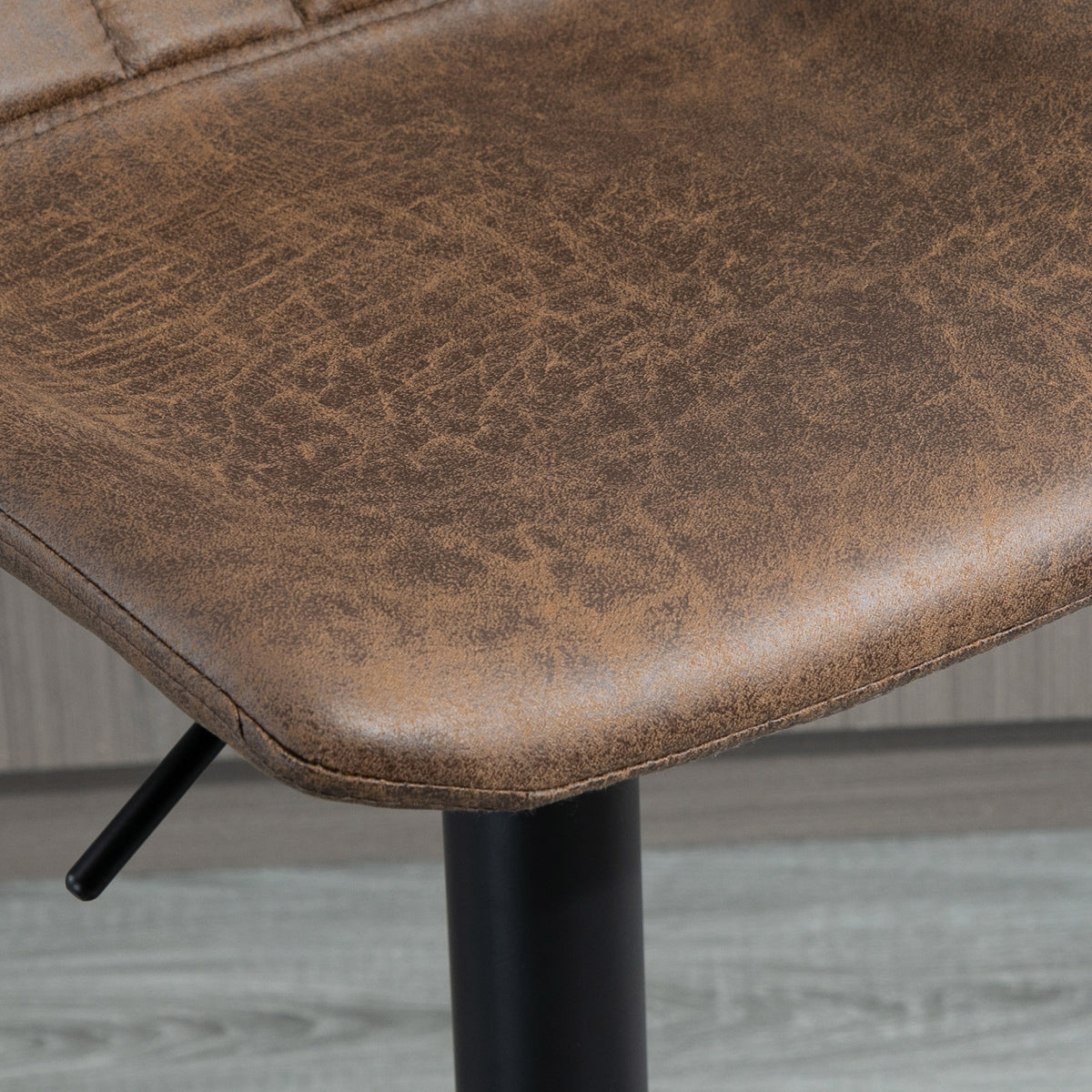 Lot de 2 tabourets de bar style vintage hauteur réglable pivotant avec repose-pied marron