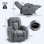 Fauteuil Inclinable de Massage et Chauffage, Fauteuil de Relaxation, Dossier Réglable, Pivotant, 82x99x103cm, Gris Clair