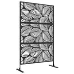Panneau brise vue décoratif paravent extérieur noir à motif végétal en acier - 122 x 45 x 198 cm, noir