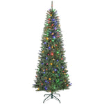 Sapin de Noël artificiel 210 cm, arbre de Noël fin avec 350 lumières, 1273 pointes, support en métal pliable, vert