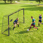 But de Football pour Enfant et Adulte 3 x 2 m, Envoloppé Mousse de Protection, 7 Piquets de Sol, Filet en PE, Jaune