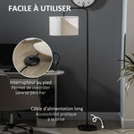 Lampadaire sur pied salon en métal noir moderne avec abat-jour câble de 180 cm 64 x 38 x 163,5 cm noir