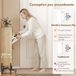 Meuble à chaussures 12 paires, armoire à chaussures, 2 tiroirs rabattables, portes en rotin et étagères réglables, chêne