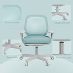 Fauteuil de bureau, chaise de bureau ergonomique en maille, hauteur réglable, 55x48x82,5-94,5cm, vert