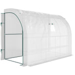 Serre de Jardin adossée avec Étagères 3 Niveaux, Petite Serre de Balcon en Bâche PE 140 g/㎡ 300 x 150 x 213 cm, blanc
