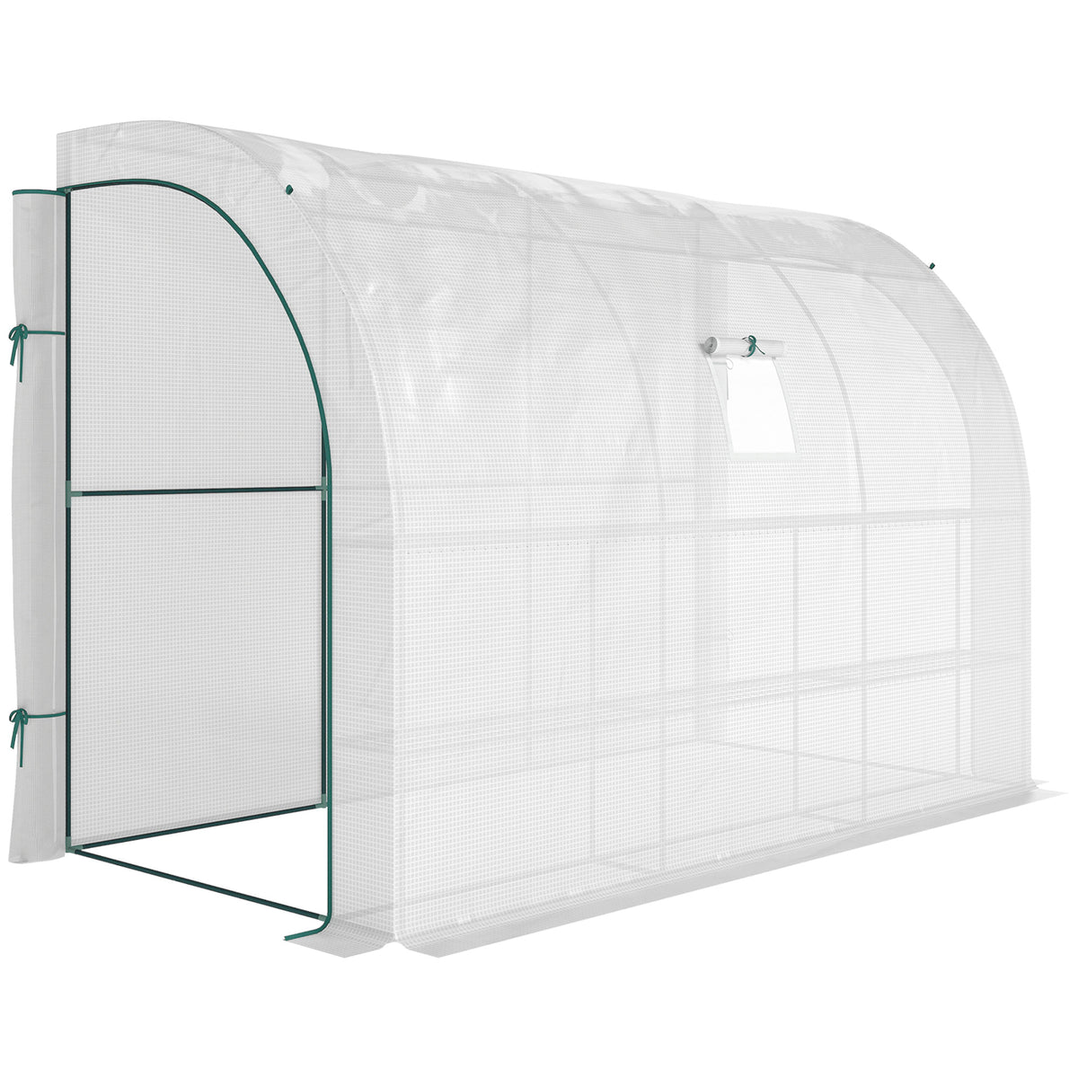 Serre de Jardin adossée avec Étagères 3 Niveaux, Petite Serre de Balcon en Bâche PE 140 g/㎡ 300 x 150 x 213 cm, blanc